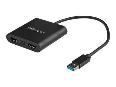 StarTech.com USB 3.0 to Dual HDMI Adapter, 1x 4K 30Hz & 1x 1080p, External Video & Graphics Card, USB Type-A to HDMI Dual Monitor Display Adapter Dongle, Supports Windows Only, Black - USB to Dual HDMI Adapter (USB32HD2) - Adapterkabel - HDMI / USB - TAA-