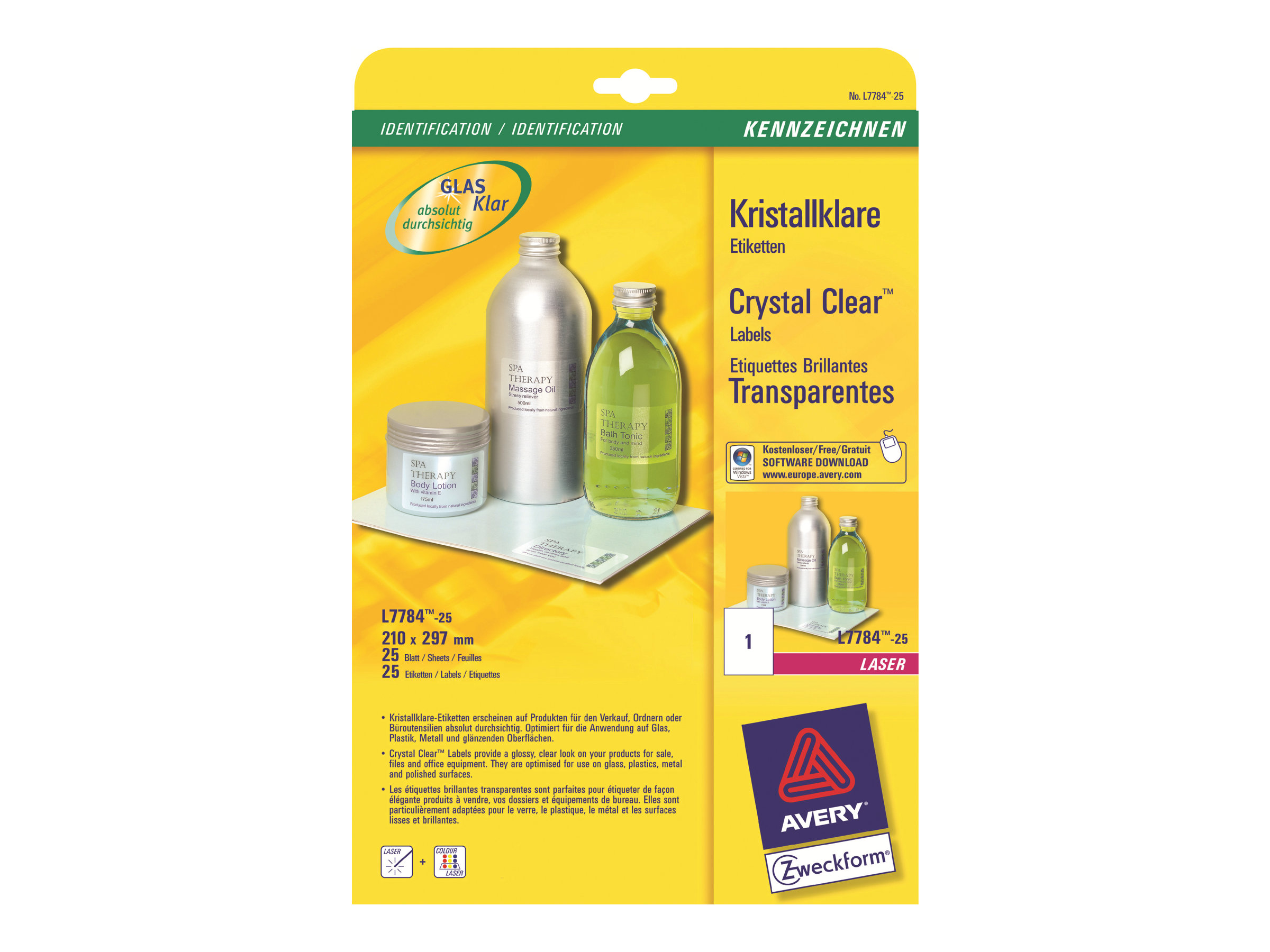 25 AVERY Zweckform Folienetiketten transparent 210,0 x 297,0 mm