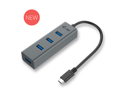 I-TEC USB C Metal HUB 4 Port ohne Netzteil ideal fuer Notebook Tablet PC Unterstuetzt Win Mac OS kompatibel mit Thunderbolt 3