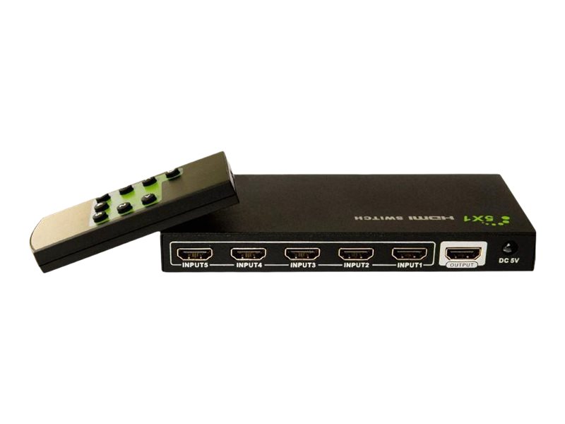 TECHLY HDMI Switch 4K 60Hz 3D 5-Wege schwarz 5xHDMI Buchse Eingaenge 1xHDMI Ausgang  1x Eingangssignal DDC 5V
