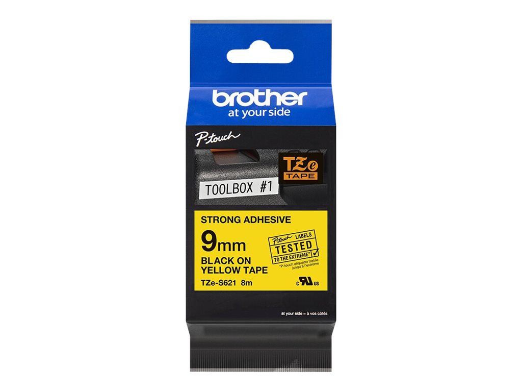 Schriftbandkassette Brother  9mm gelb/schwarz  TZe-S621