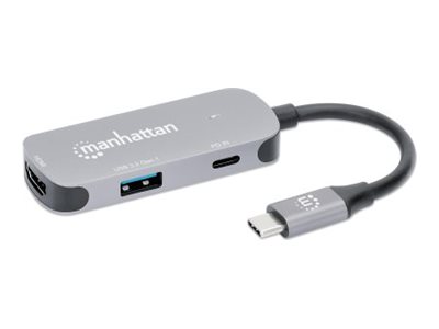 MANHATTAN USB-C auf HDMI 3-in-1 Docking-Konverter USB 3.2 Typ-C-Stecker auf HDMI 4K60Hz USB-A 5 Gbit/s und USB-C Power Delivery 100W MANHATTAN USB-C auf HDMI 3-in-1 Docking-Konverter USB 3.2 Typ-C-Stecker auf HDMI 4K60Hz USB-A 5 Gbit/s und USB-C Power Delivery 100W