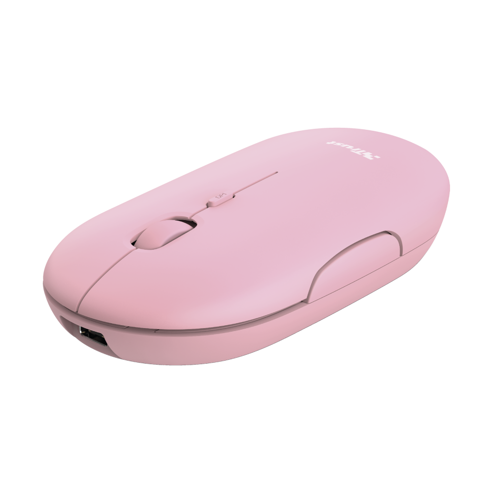 24125 TRUST Puck Funkmaus aufladbar rosa