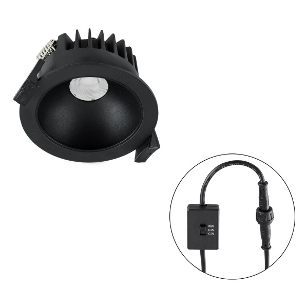 EVN LED-Deckeneinbaustrahler 6W IP54 dim rund schwarz