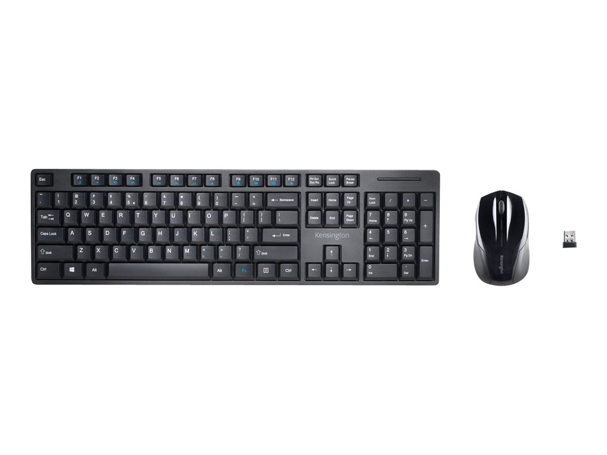 KENSINGTON Pro Fit flaches kabelloses Desktop Set mit spritzwassergeschutzter Tastatur mit Multimedia-Tasten KENSINGTON Pro Fit flaches kabelloses Desktop Set mit spritzwassergeschutzter Tastatur mit Multimedia-Tasten
