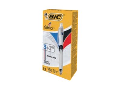 BIC 4-Farben-Kugelschreiber 4 Colours 3+1 HB grau, Schreibfarbe: schwarz, blau, rot, grau, 1 St. BIC 4-Farben-Kugelschreiber 4 Colours 3+1 HB grau, Schreibfarbe: schwarz, blau, rot, grau, 1 St.