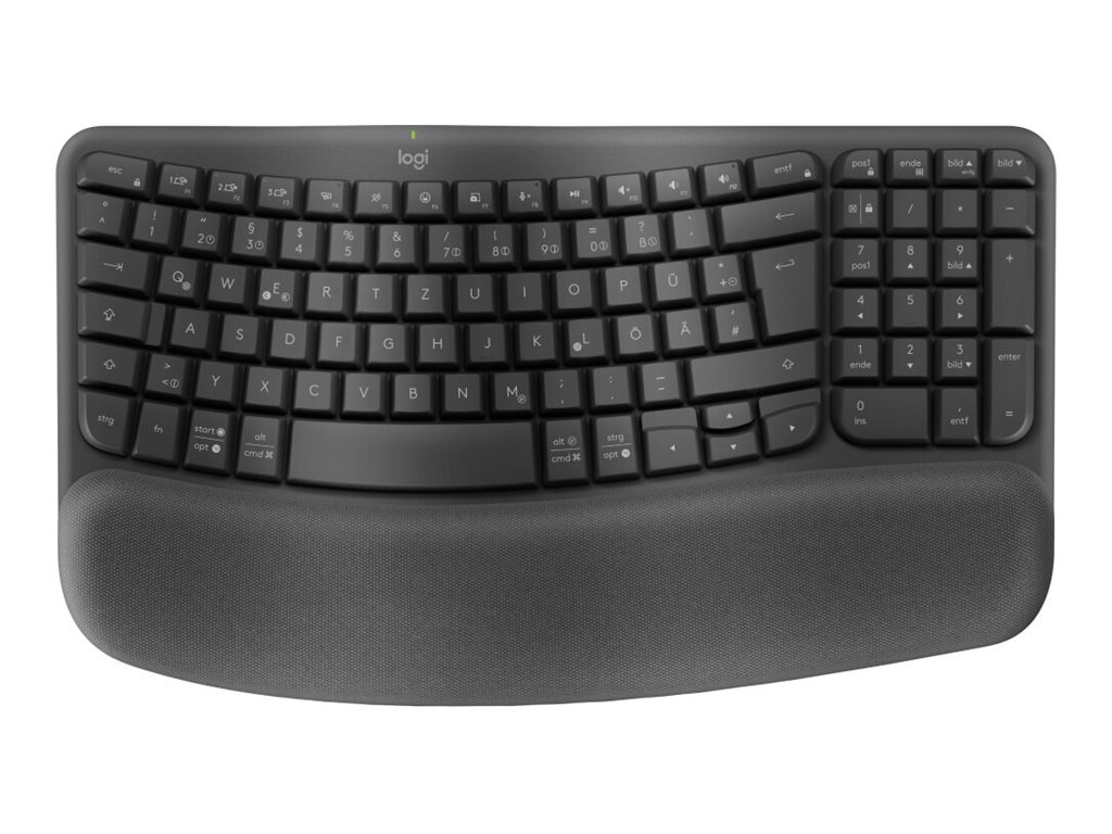 LOGITECH Wave Keys Keyboard with cushioned palm rest wireless Bluetooth LE QWERTY graphite (PAN)