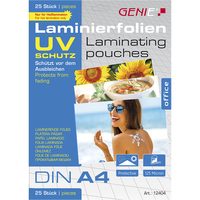 25 GENIE Laminierfolien glaenzend fuer A4 125 micron 25 GENIE Laminierfolien glaenzend fuer A4 125 micron