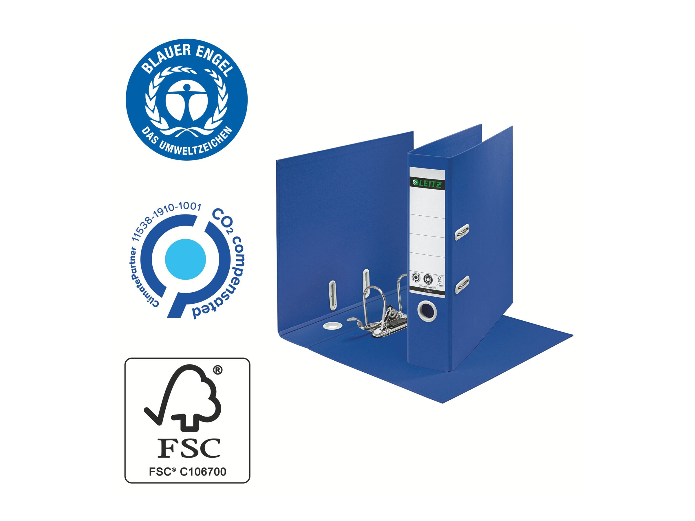 LEITZ recycle 1018 Ordner blau Karton 8,0 cm DIN A4