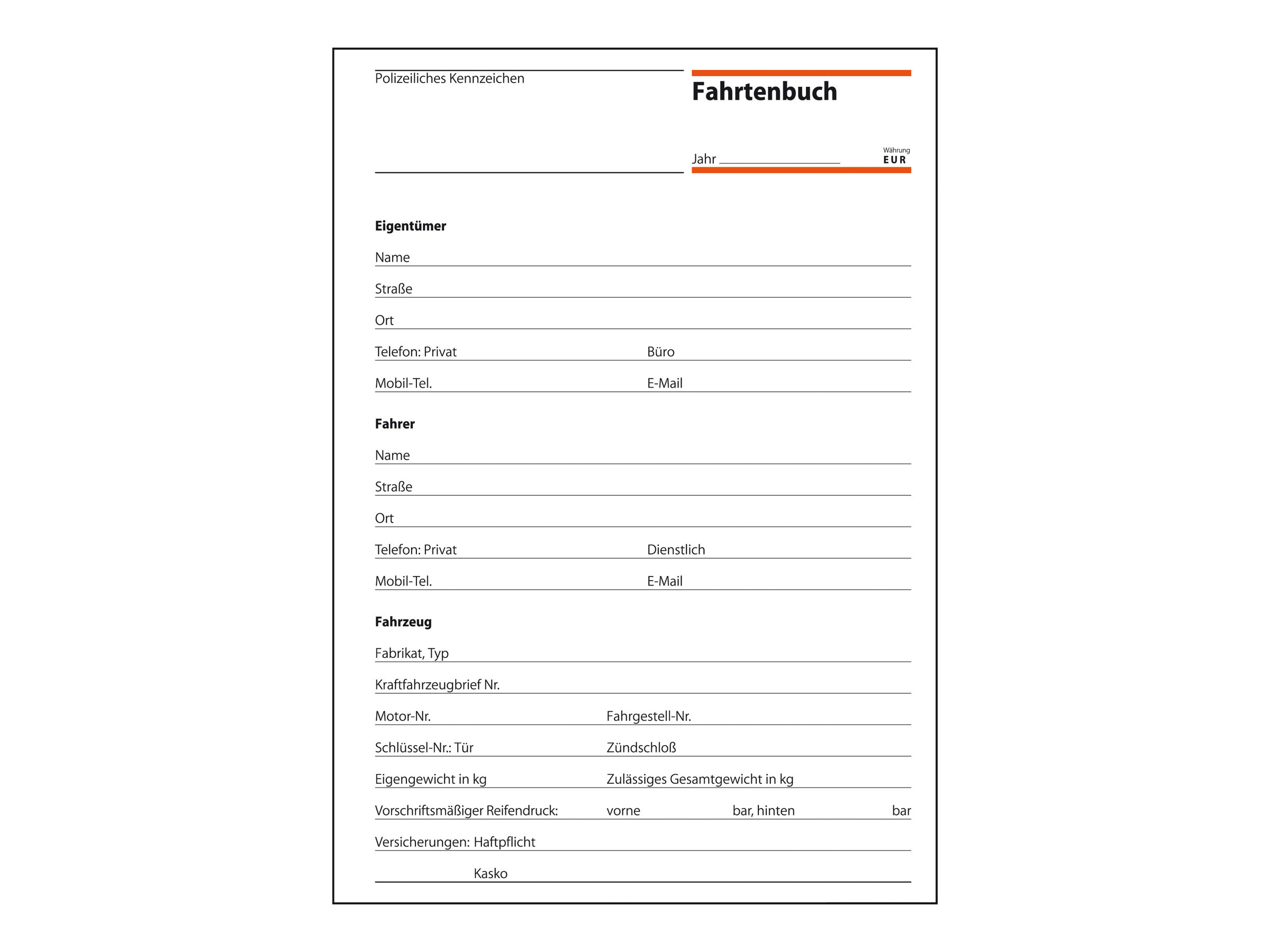 SIGEL Fahrtenbuch, Pkw und Lkw mit Kraftstoffverbrauch Formularbuch FA514, 1 St