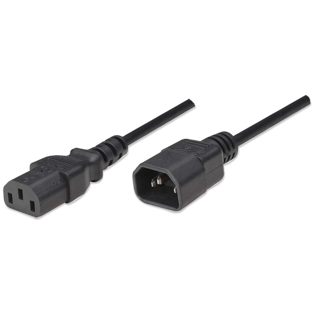 MANHATTAN Stromkabel C14 Stecker auf C13 Buchse Vergossene Anschluesse mit Zugentlastung
