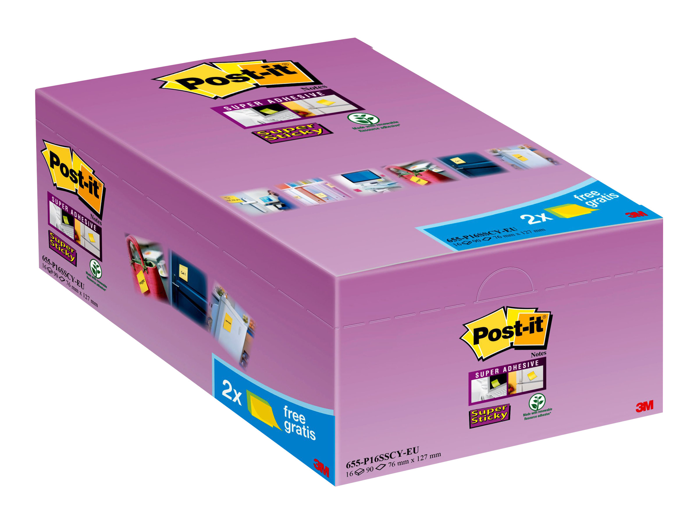 14 2 GRATIS Postit Super Sticky Notes Haftnotizen extrastark gelb, 14 Bloecke GRATIS 2 Bloecke
