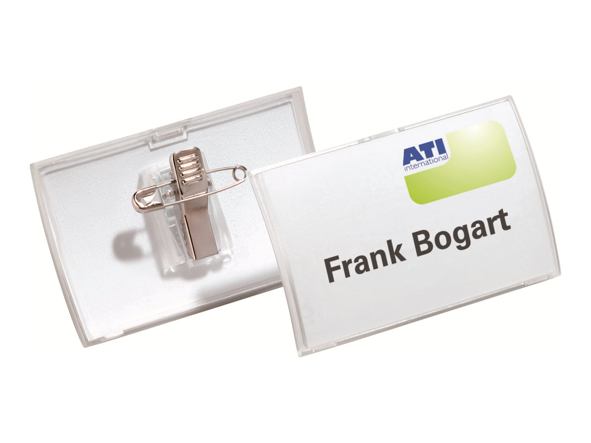 25 DURABLE Click Fold Namensschilder mit Kombiklemme 7,5 x 4,0 cm