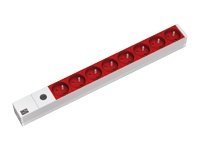 BACHMANN 48,26cm 19Zoll 1HE 8xUTE rt 1xFuse 10A Strom 2,0m