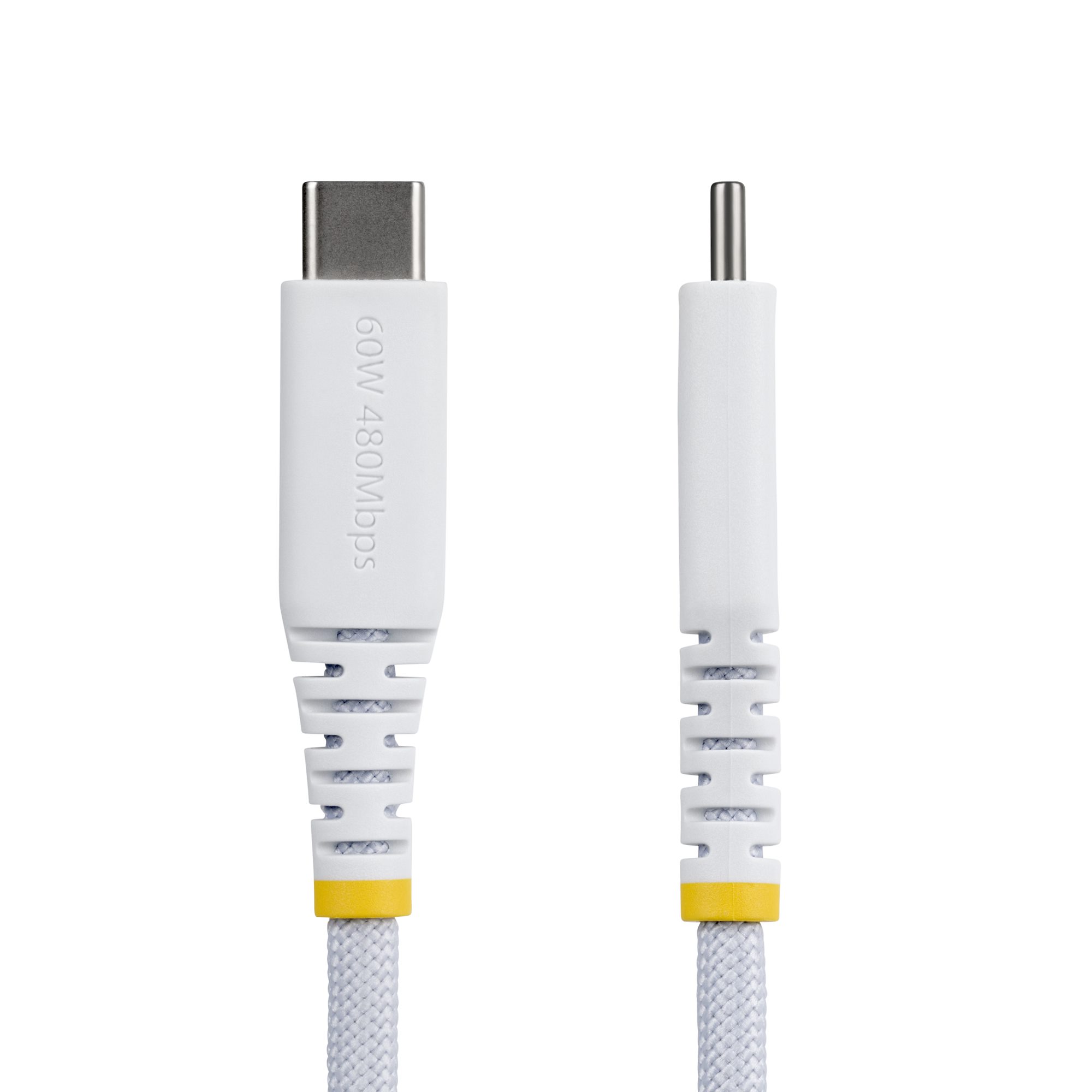 STARTECHCOM 15cm USBC Ladekabel 60W 3A PD Geflochtenes NylonTPE Mantel Robustes USBC LaptopHandy Ladekabel Weiss