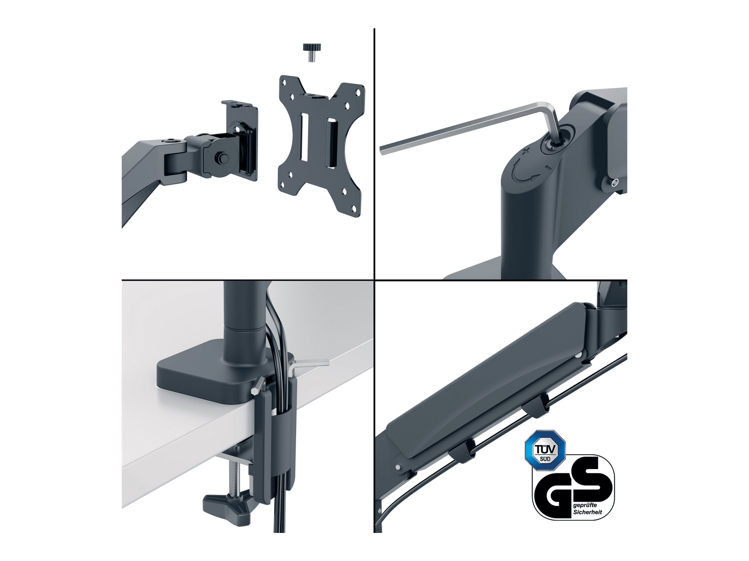 LEITZ Monitor-Halterung Ergo 64890089 dunkelgrau fuer 1 Monitor, Tischklemme LEITZ Monitor-Halterung Ergo 64890089 dunkelgrau fuer 1 Monitor, Tischklemme