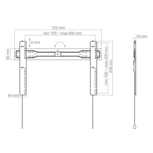 HAGOR BL Superslim  600 starre Wandhalterung 140 bis 191cm 55-75Zoll VESA max 600x400 max Traglast 35kg 18mm Wandabstand