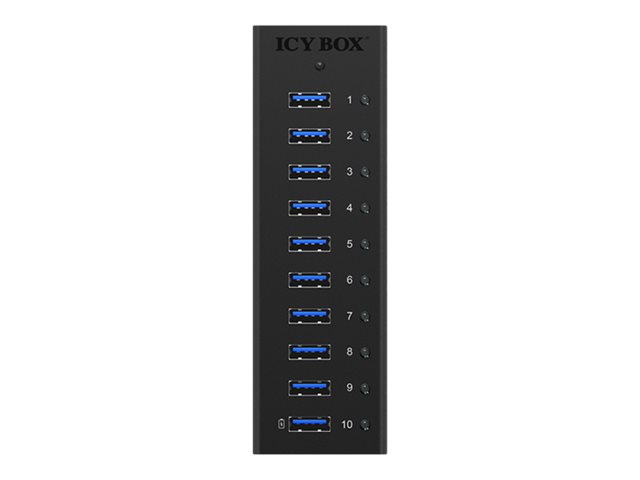 ICY BOX 10-Port-Hub IB-AC6110 - mit USB Typ-A Anschluss und 1x Ladeanschluss