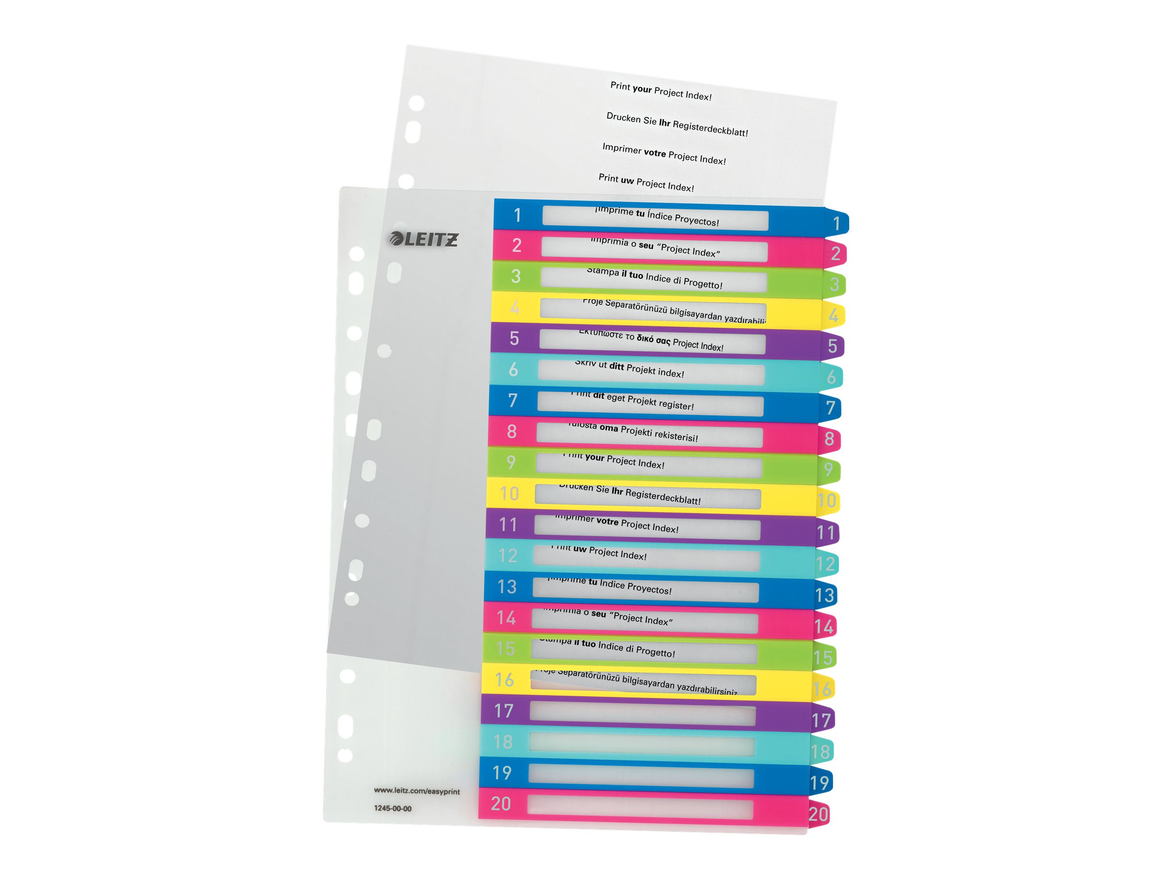 LEITZ Ordnerregister WOW Vollformat, ueberbreite 1-20 farbig 20-teilig, 1 Satz LEITZ Ordnerregister WOW Vollformat, ueberbreite 1-20 farbig 20-teilig, 1 Satz