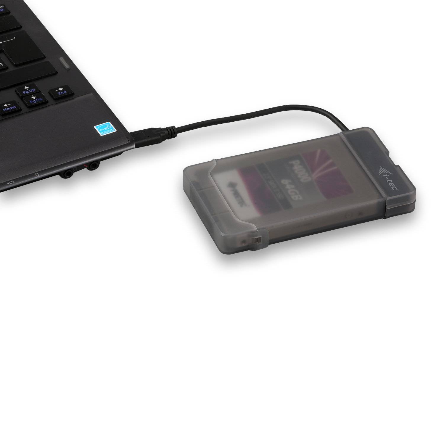 ITEC USB 30 Advance MySafe Easy Gehaeuse 6,4cm 2,5Zoll Festplattengehaeuse fuer SATA HDD Festplatten, integriertes Kabel, schwarz