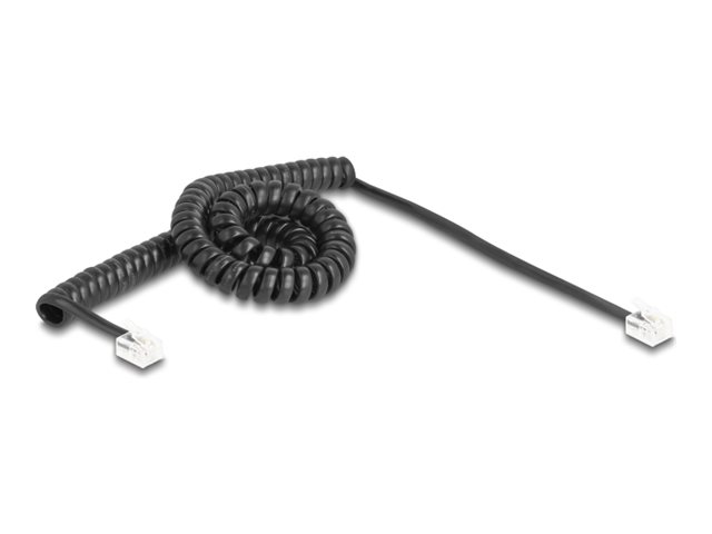 Delock Telefonkabel / Spiralkabel RJ11 Stecker zu RJ11 Stecker schwarz 3 m Delock Telefonkabel / Spiralkabel RJ11 Stecker zu RJ11 Stecker schwarz 3 m