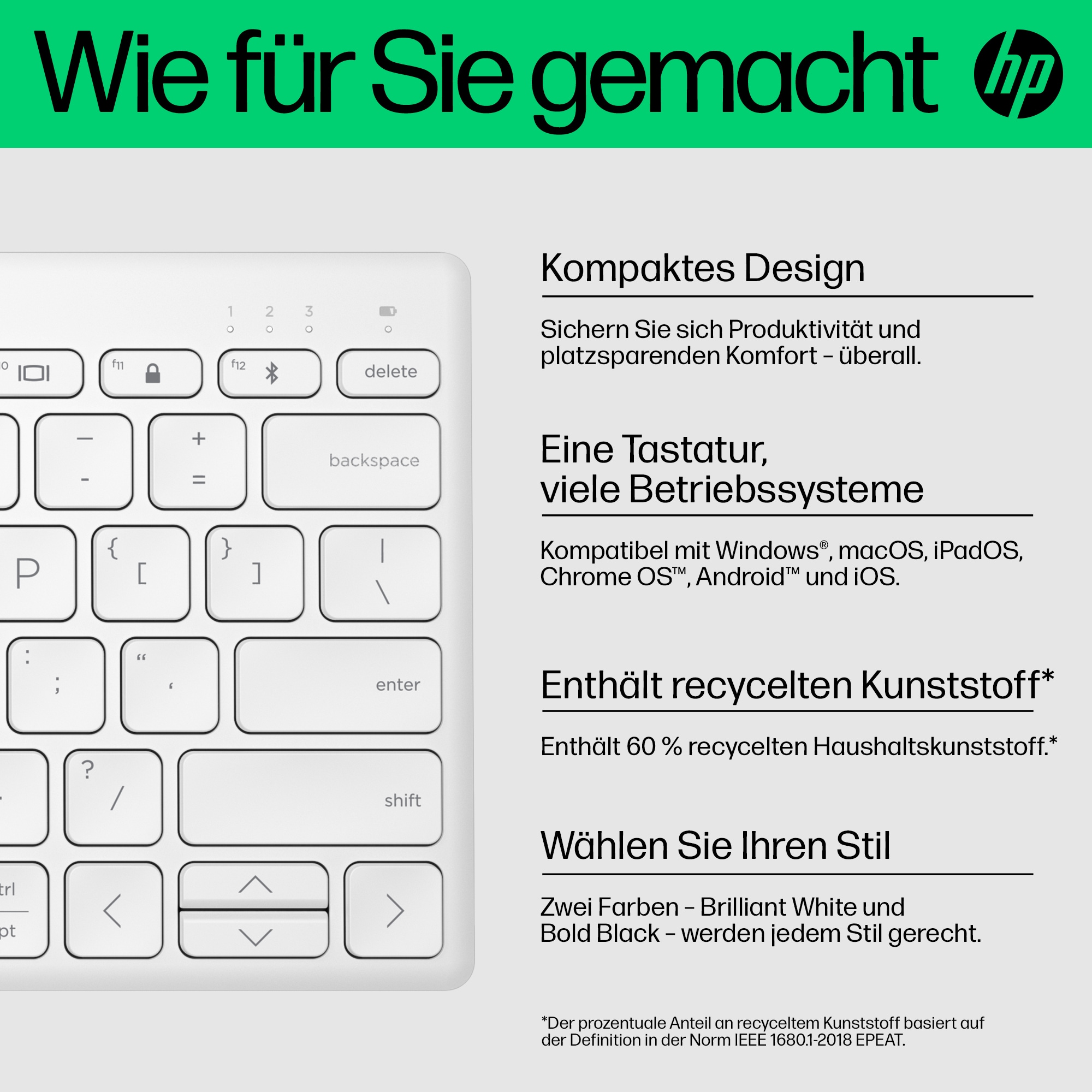 HP 350 WHT Compact MultiDevice Keyboard P