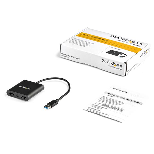 STARTECHCOM USB to Dual HDMI Adapter 4K