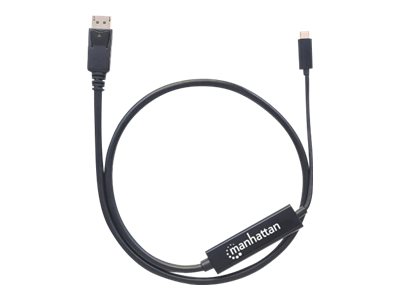 MANHATTAN USB Typ C auf DisplayPort-Kabel 1m Konvertiert das Alternate-Mode-Signal in ein DisplayPort 4K-Ausgangssignal schwarz