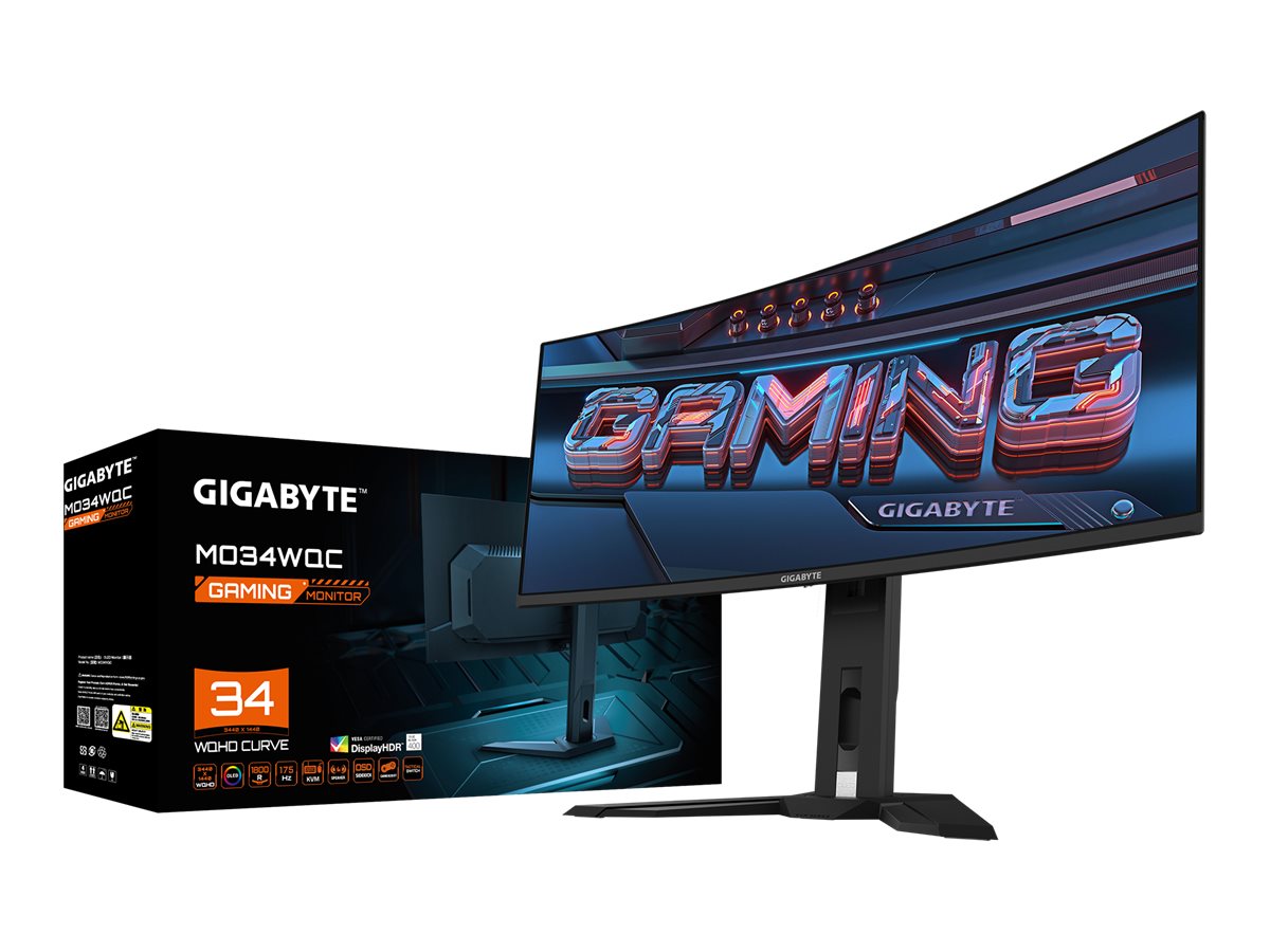 GIGABYTE MO34WQC 86,36cm 34Zoll OLED gaming monitor 3440x1440 WQHD 250 cd/m2 175Hz 2xHDMI 2.1 1xDP 1.4 1xUSB C