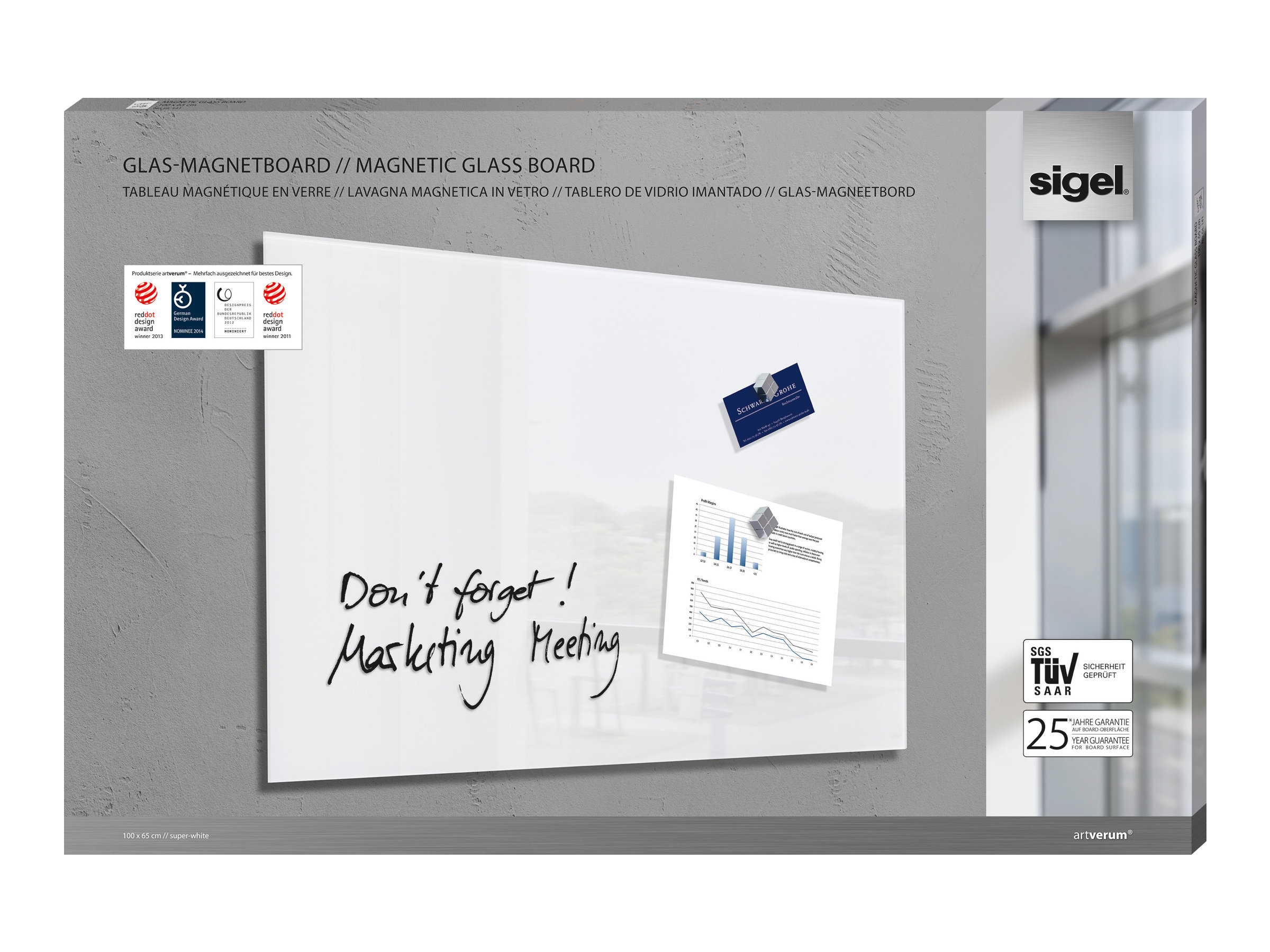 SIGEL Glas-Magnettafel artverum® 100,0 x 65,0 cm weiss SIGEL Glas-Magnettafel artverum® 100,0 x 65,0 cm weiss