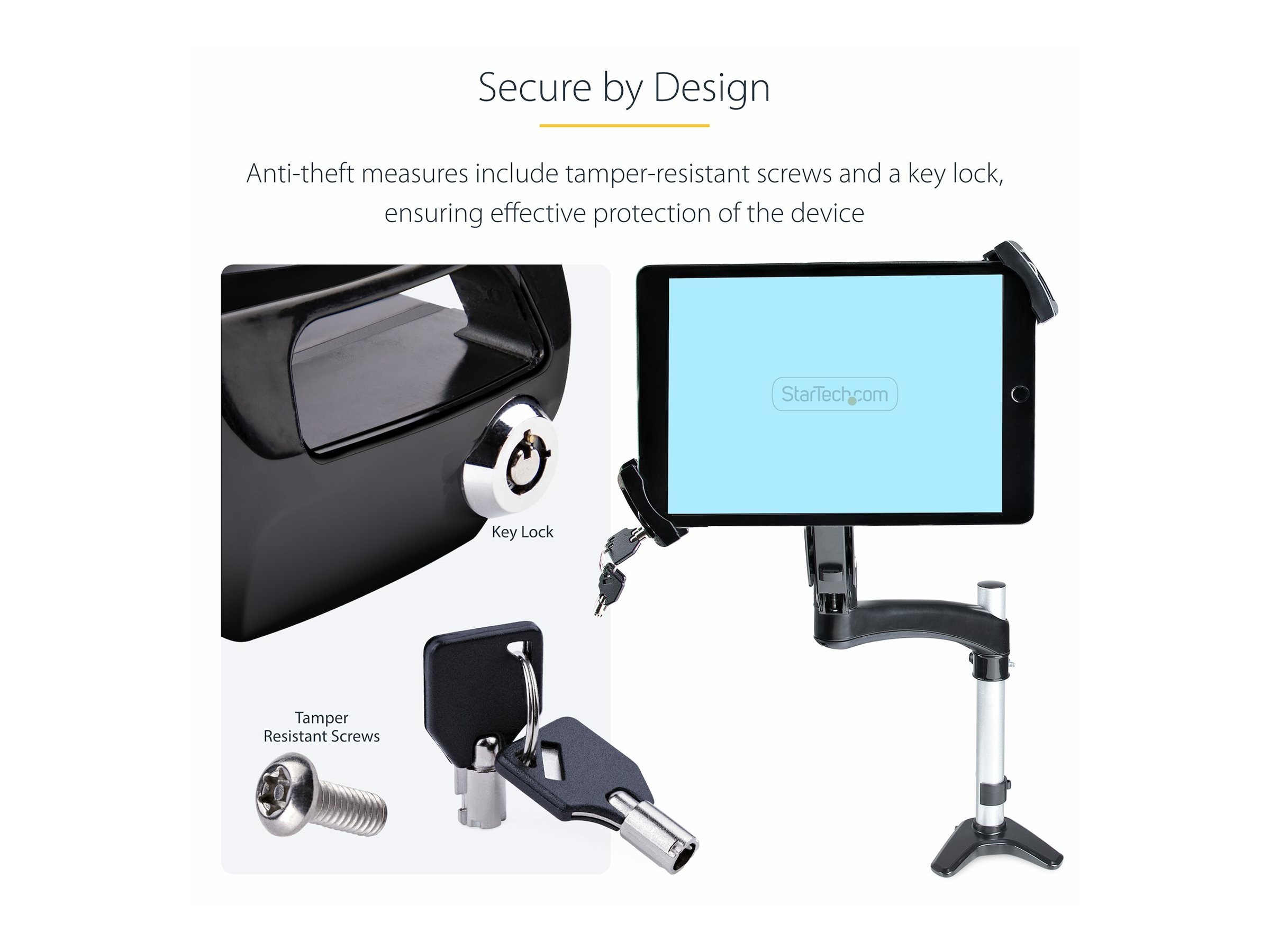 STARTECH.COM VESA Mount Adapter for Tablets 7.9in to 12.5in Up to 2kg/4.4lb 75x75/100x100 Universal Anti-Theft Tablet VESA Mount