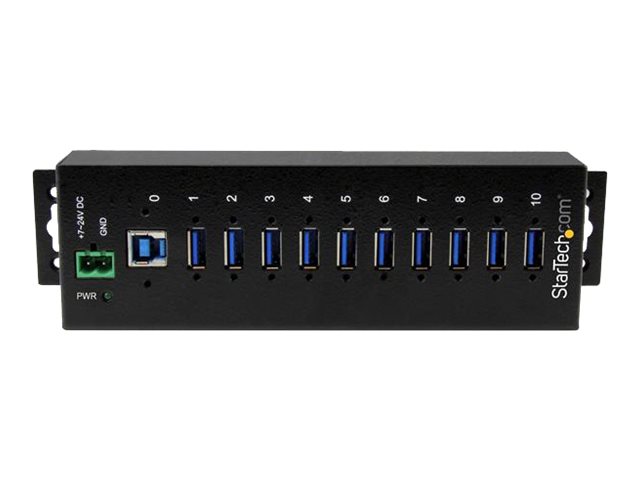 StarTech.com 10 Port Industrieller USB 3.0 Hub - ESD und Überspannungsschutz - DIN Tragschienen oder Oberflächen montierbar - Hub - 10 Anschlüsse