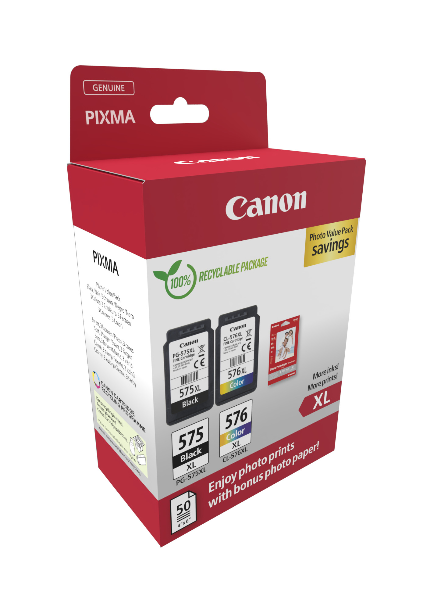Canon PG575XLCL576XL schwarz, color Druckköpfe Fotopapier, 2erSet