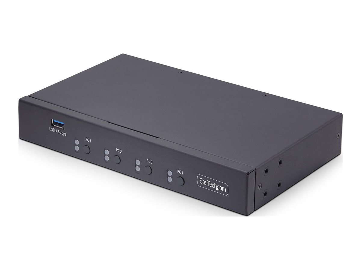 STARTECH.COM 4-Port KM Switch mit Maus-Roaming USB 3.0 Umschalter Tastatur und Maus Switch 3,5mm/USB Audio TAA Konform