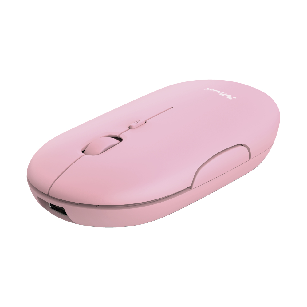 24125 TRUST Puck Funkmaus aufladbar rosa