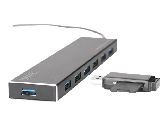 DIGITUS USB 3.0 Hub 7-port Inkl. 5V/3.5A Netzteil Aluminium Gehause