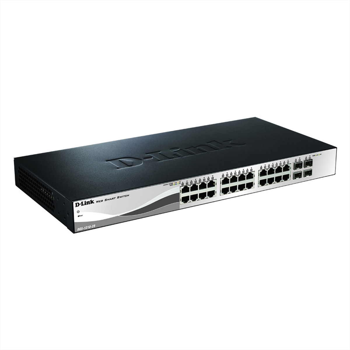 D-LINK DGS-1210-28/E 28-Port smart managed Gigabit Switch 24x 10/100/1000 4x TP Combo Port/SFP Slot lüfterlos 19Zoll Metallgehäuse