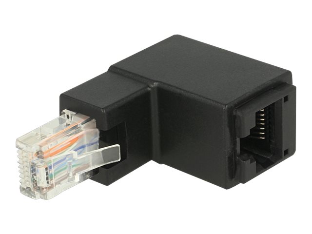 Delock Adapter RJ45 Stecker oben gewinkelt zu RJ45 Buchse Cat.6 UTP