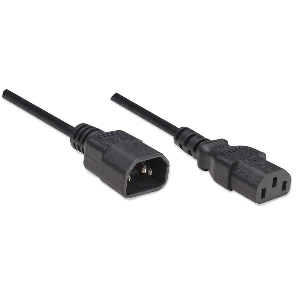 MANHATTAN Stromkabel C14 Stecker auf C13 Buchse Vergossene Anschluesse mit Zugentlastung