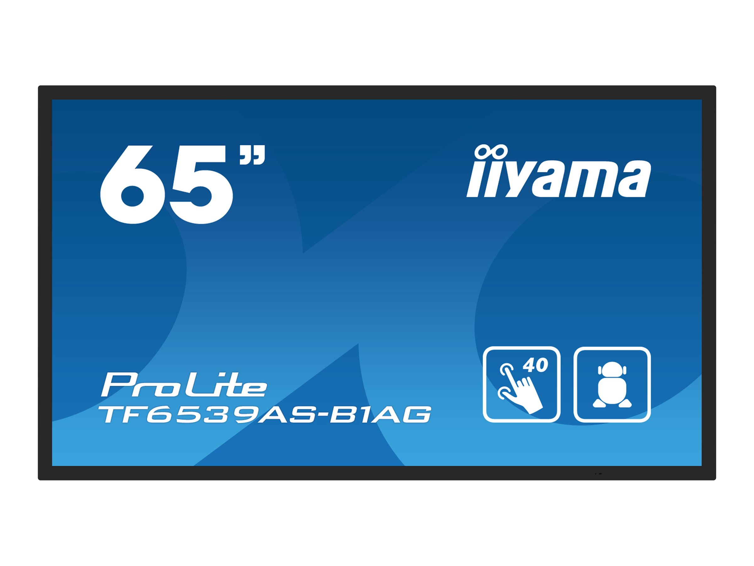 IIYAMA TF6539AS-B1AG 165,1cm 65Zoll PCAP Anti-glare Bezel Free Android 11 OS 40-Points Touch Screen 3840x2160 IPS panel 24/7