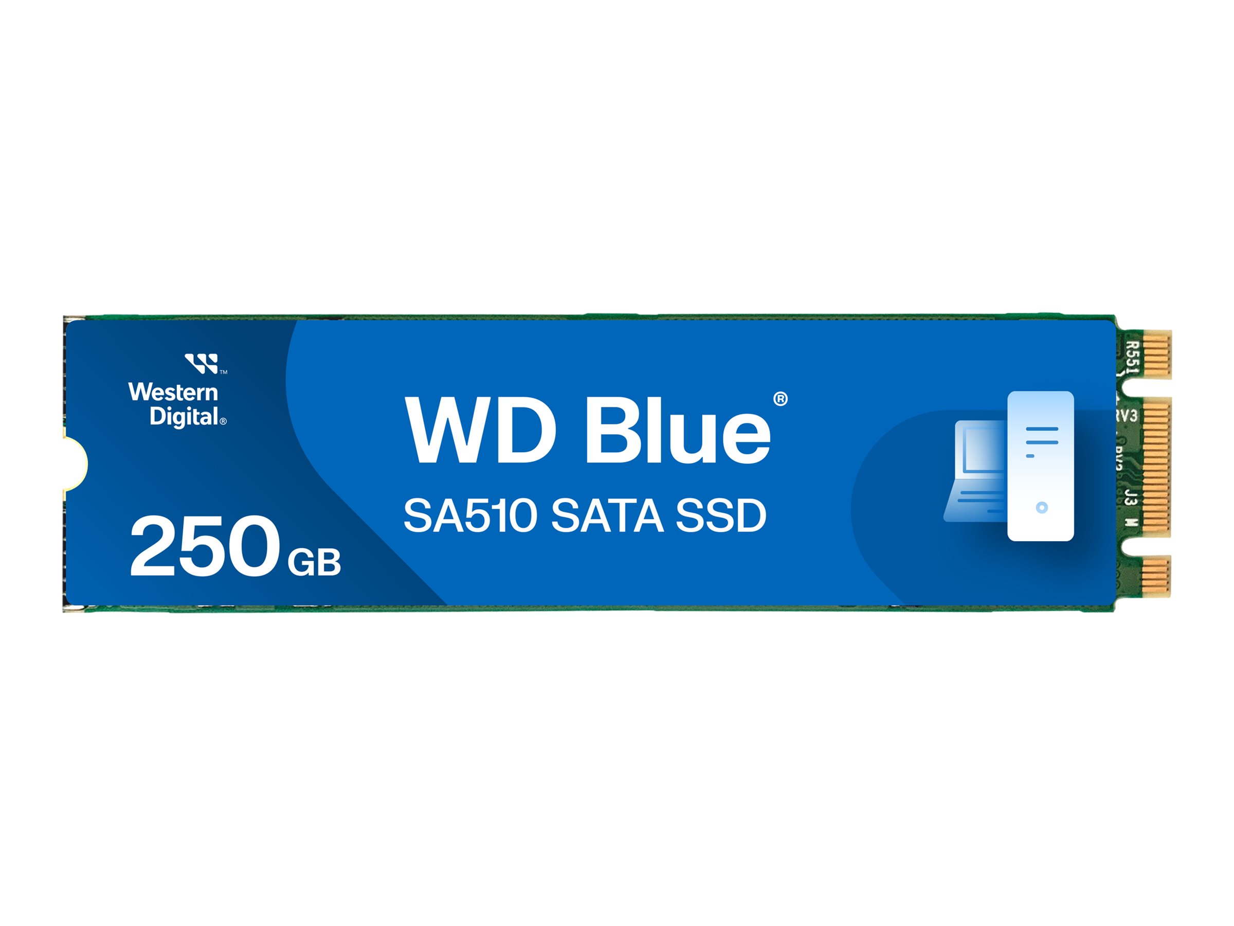 WD Blue SA510 SSD 250GB M.2 2280 SATA III 6Gb/s internal single-packed WD Blue SA510 SSD 250GB M.2 2280 SATA III 6Gb/s internal single-packed