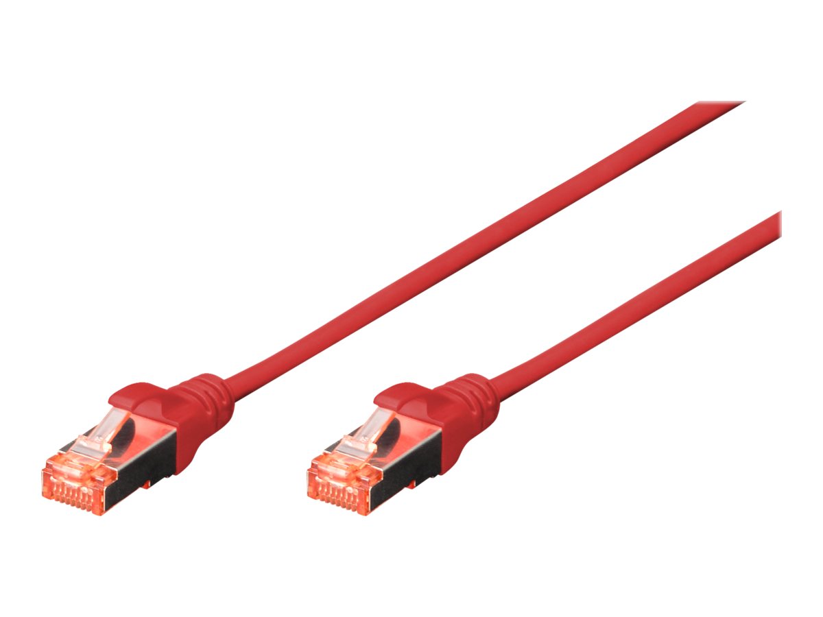 DIGITUS Patchkabel Cat6  S/FTP 2xRJ45  0.5m rot  Hebelschutz Polybeutel