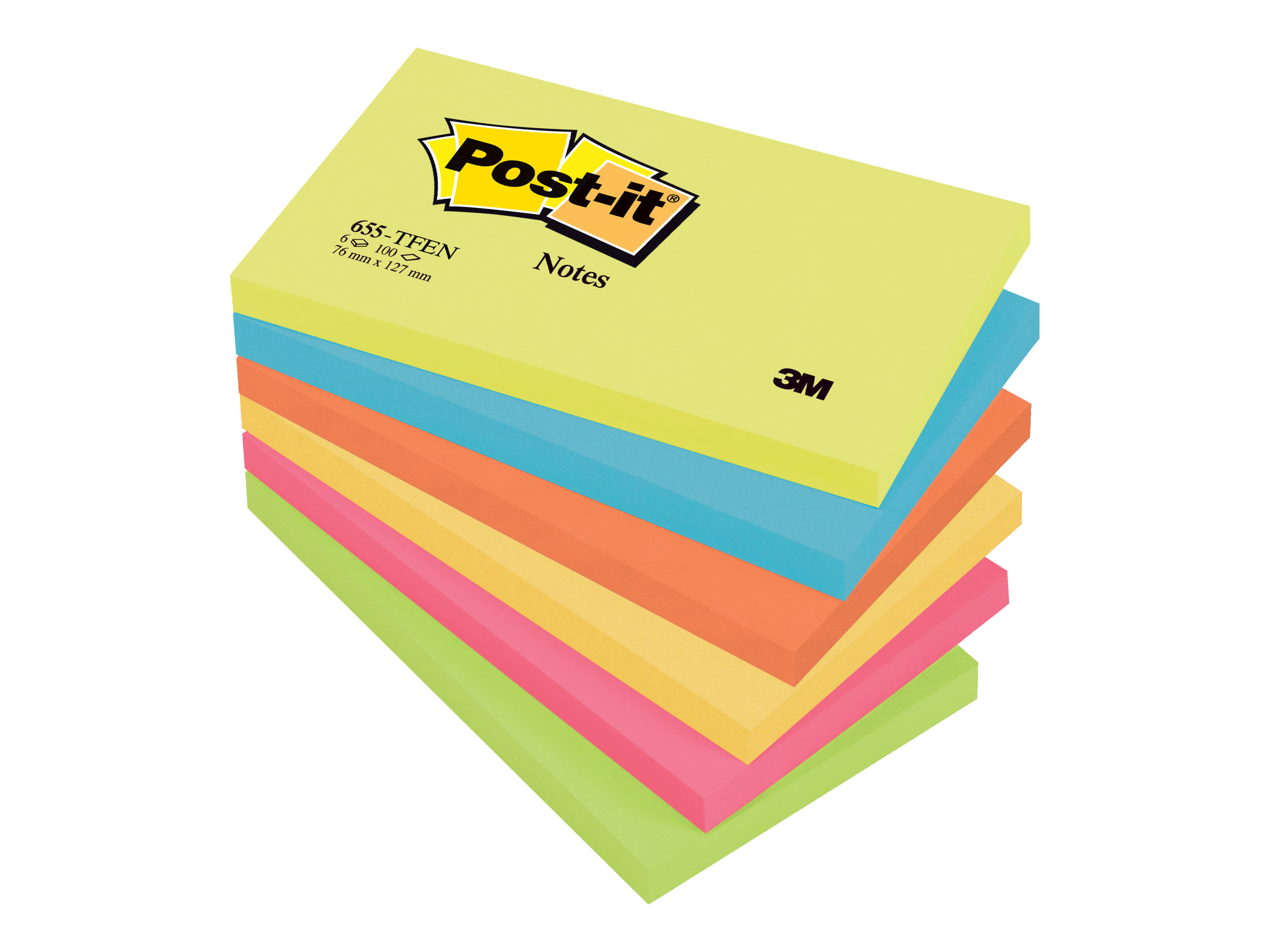 Post-it® Energetic Collection Haftnotizen 655TFEN farbsortiert, 6 Bloecke Post-it® Energetic Collection Haftnotizen 655TFEN farbsortiert, 6 Bloecke
