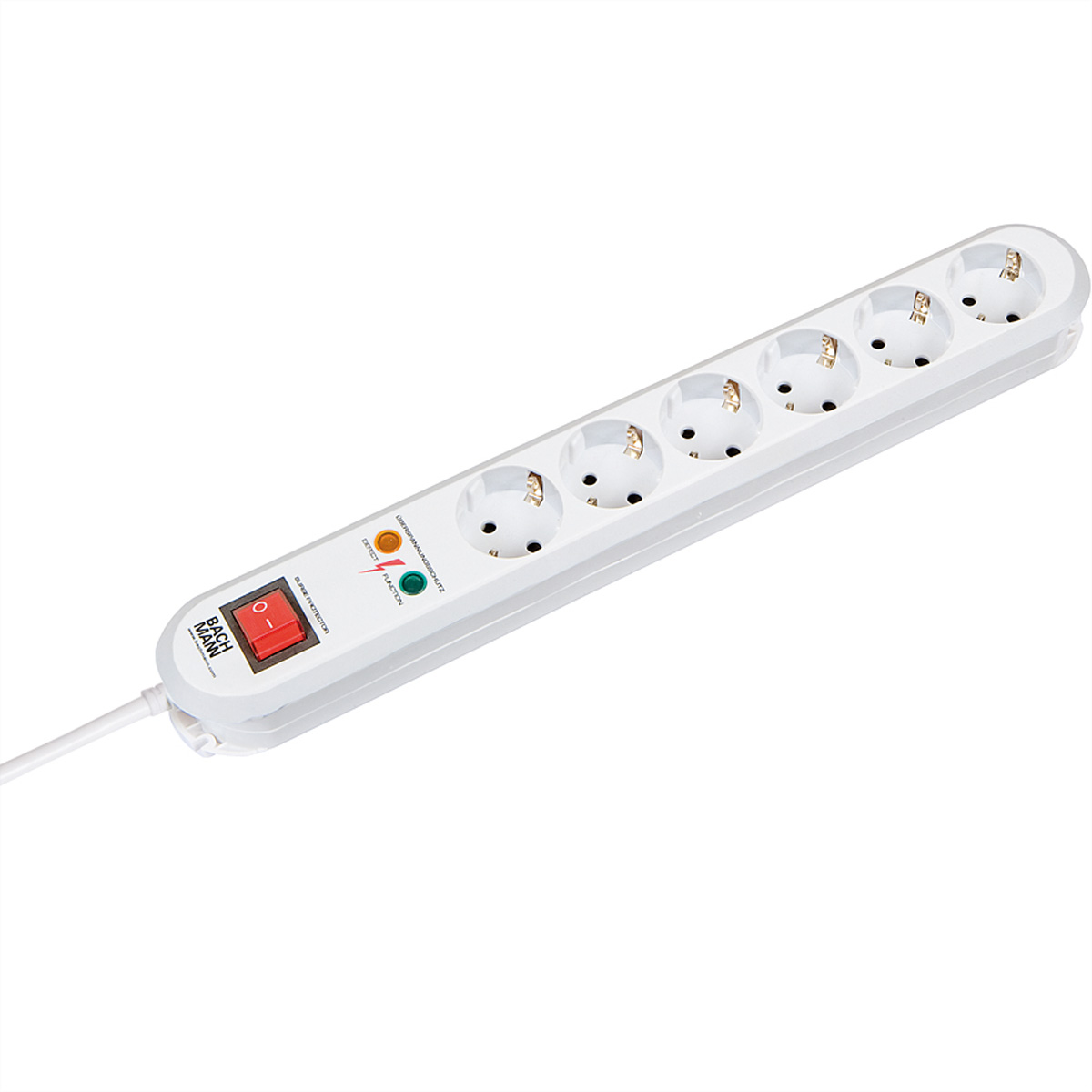 BACHMANN SMART Steckdosenleiste 6x Schutzkontakt Schalter Ueberspannungsschutz weiss 1,5m