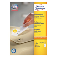 1.200 AVERY Zweckform Etiketten L4743REV-100 weiÃ 99,1 x 42,3 mm