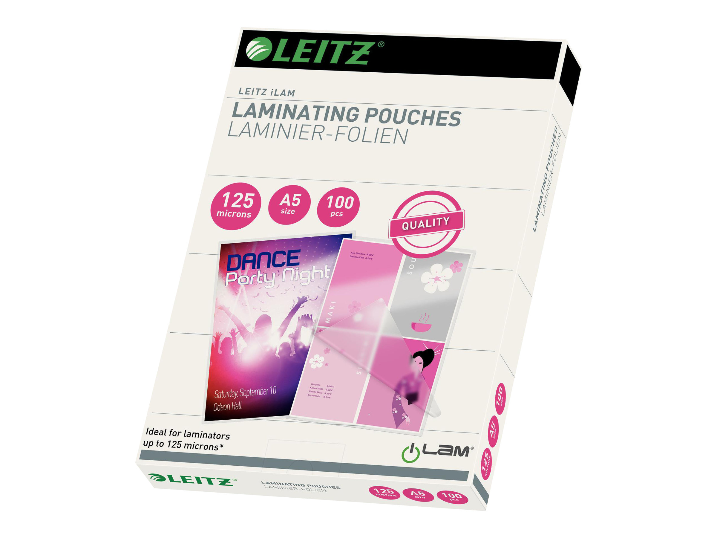 100 LEITZ Laminierfolien glaenzend fuer A5 125 micron 100 LEITZ Laminierfolien glaenzend fuer A5 125 micron