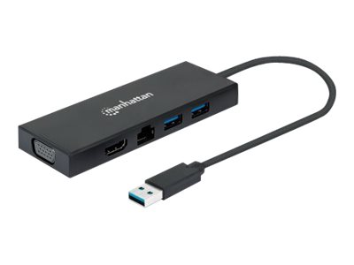 MANHATTAN USB 3.2 Gen 1 USB-A auf Dual-Monitor Multiport-Adapter HDMI VGA 2x USB-A Gigabit RJ45-Port Micro-USB-Ladeport MANHATTAN USB 3.2 Gen 1 USB-A auf Dual-Monitor Multiport-Adapter HDMI VGA 2x USB-A Gigabit RJ45-Port Micro-USB-Ladeport