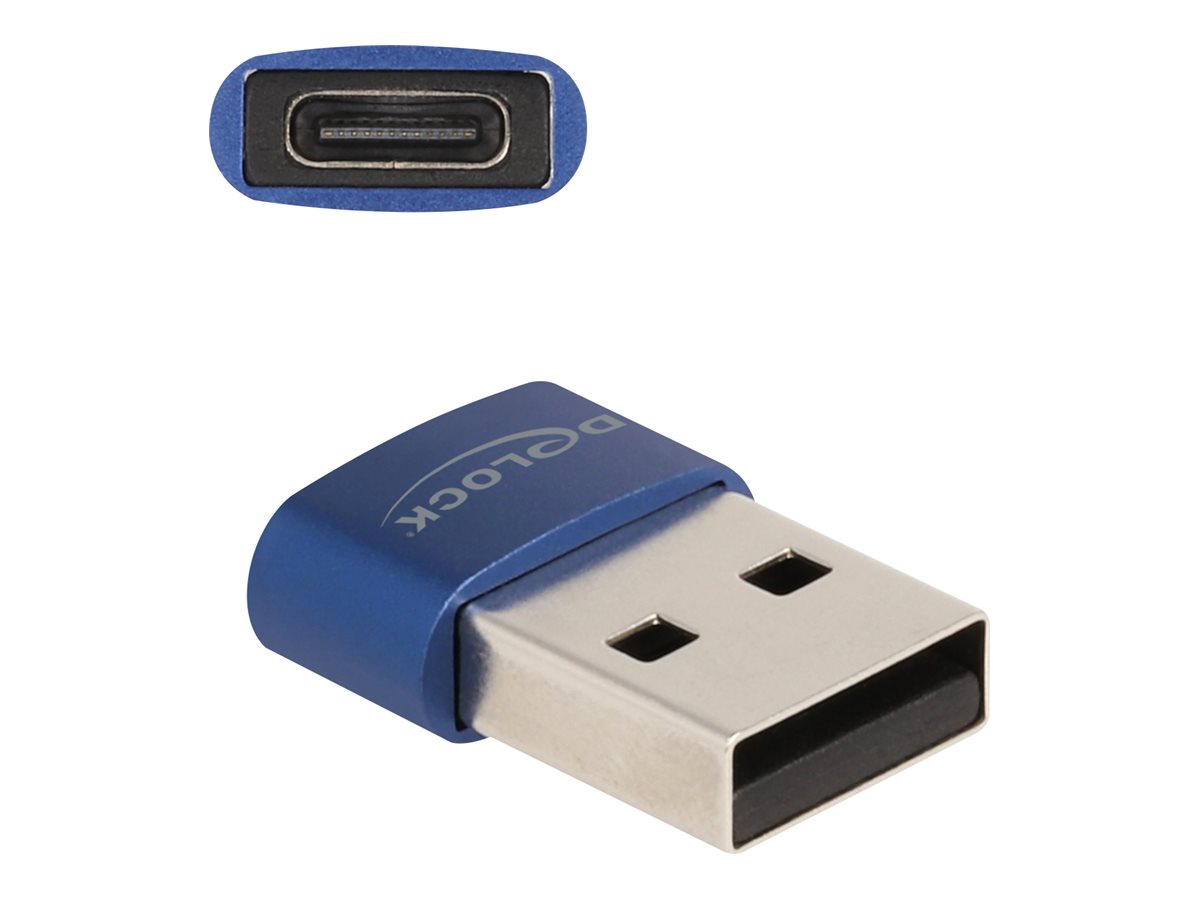 Delock USB 2.0 Adapter USB Typ-A Stecker zu USB Type-C Buchse blau Delock USB 2.0 Adapter USB Typ-A Stecker zu USB Type-C Buchse blau