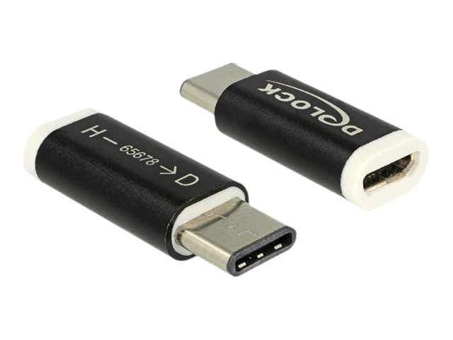 Delock Adapter USB 2.0 Micro-B Buchse > USB Type-C 2.0 Stecker schwarz Delock Adapter USB 2.0 Micro-B Buchse > USB Type-C 2.0 Stecker schwarz