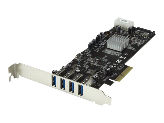 StarTech.com 4 Port USB 3.0 SuperSpeed PCI Express Schnittstellenkarte mit 4 5Gb/s Kanälen und UASP - SATA/LP4 Strom - USB-Adapter - PCIe x4 - USB 3.0 x 4